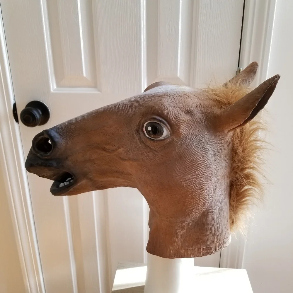 Halloween Horse Head Costume Mask Adult Farm Animal Brown One Size Prop Party - Picture 4 of 4